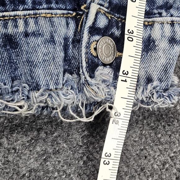 Thrill Jeans Denim Jacket Dress Medium Distressed Destroyed Button Front Frayed - Picture 10 of 10